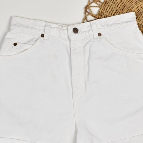 Vintage Orange Tab Levi's 954 White Cuffed Denim Shorts - Picture 3 of 6